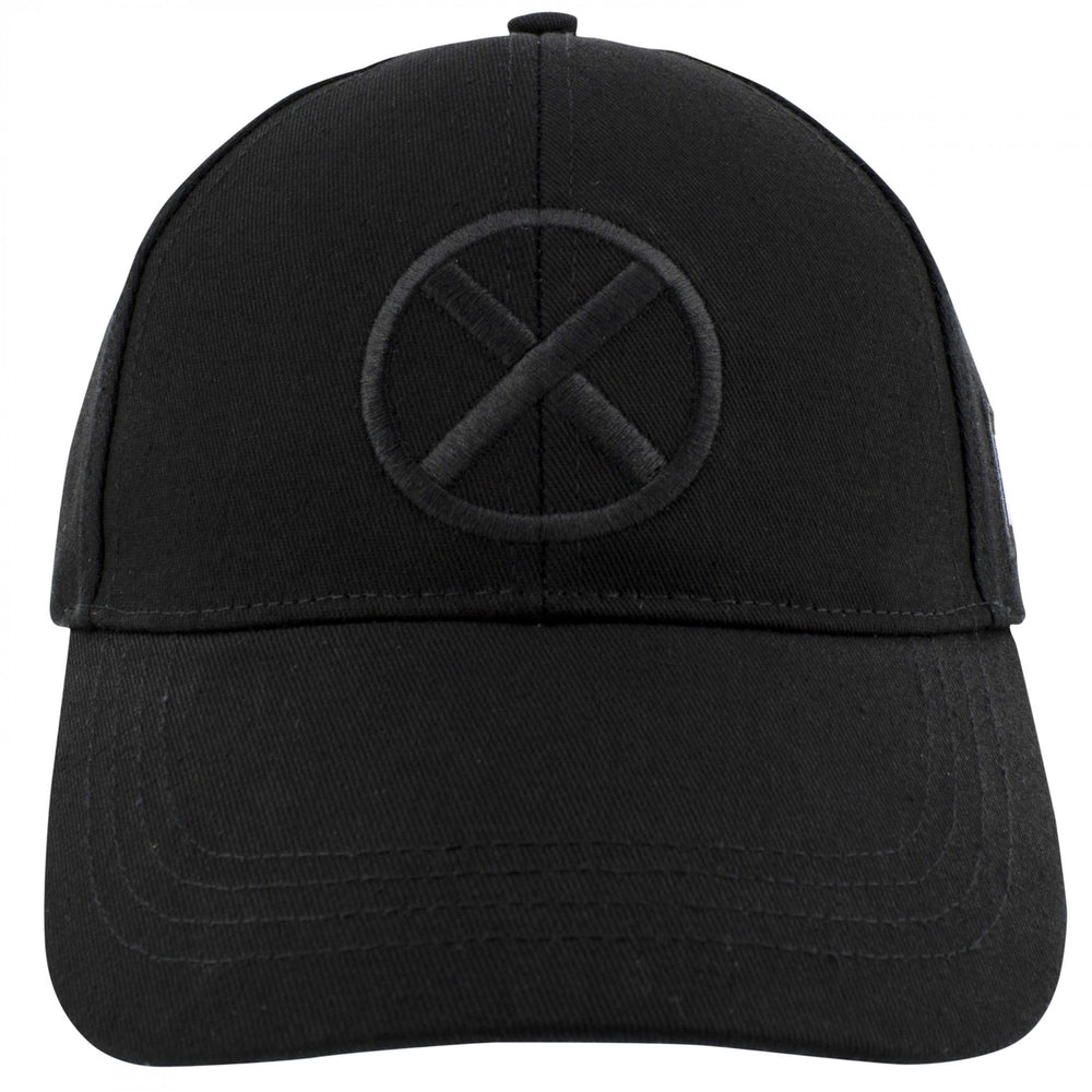 X-Men Logo Black on Black Snapback Hat Image 2