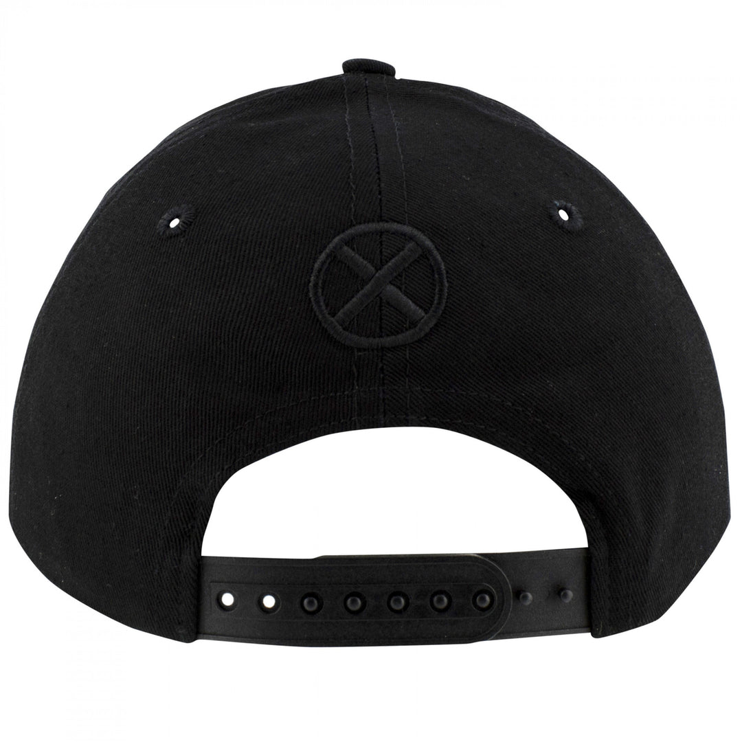 X-Men Logo Black on Black Snapback Hat Image 4