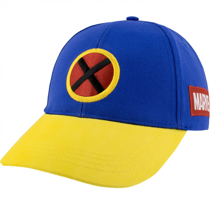 X-Men Logo Blue and Yellow Snapback Hat Image 1