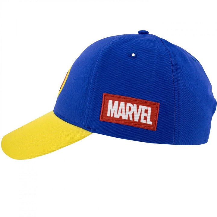 X-Men Logo Blue and Yellow Snapback Hat Image 3