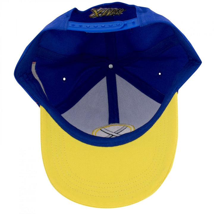 X-Men Logo Blue and Yellow Snapback Hat Image 6