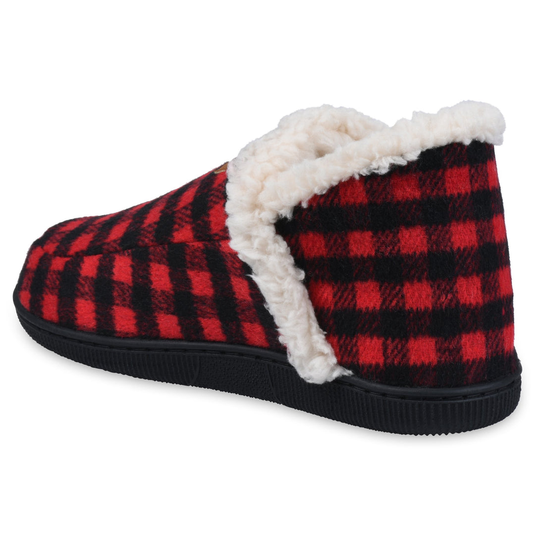 Gaahuu Womens Buffalo Check Faux Shearling Lined Memory Foam Slipper Boot Image 4