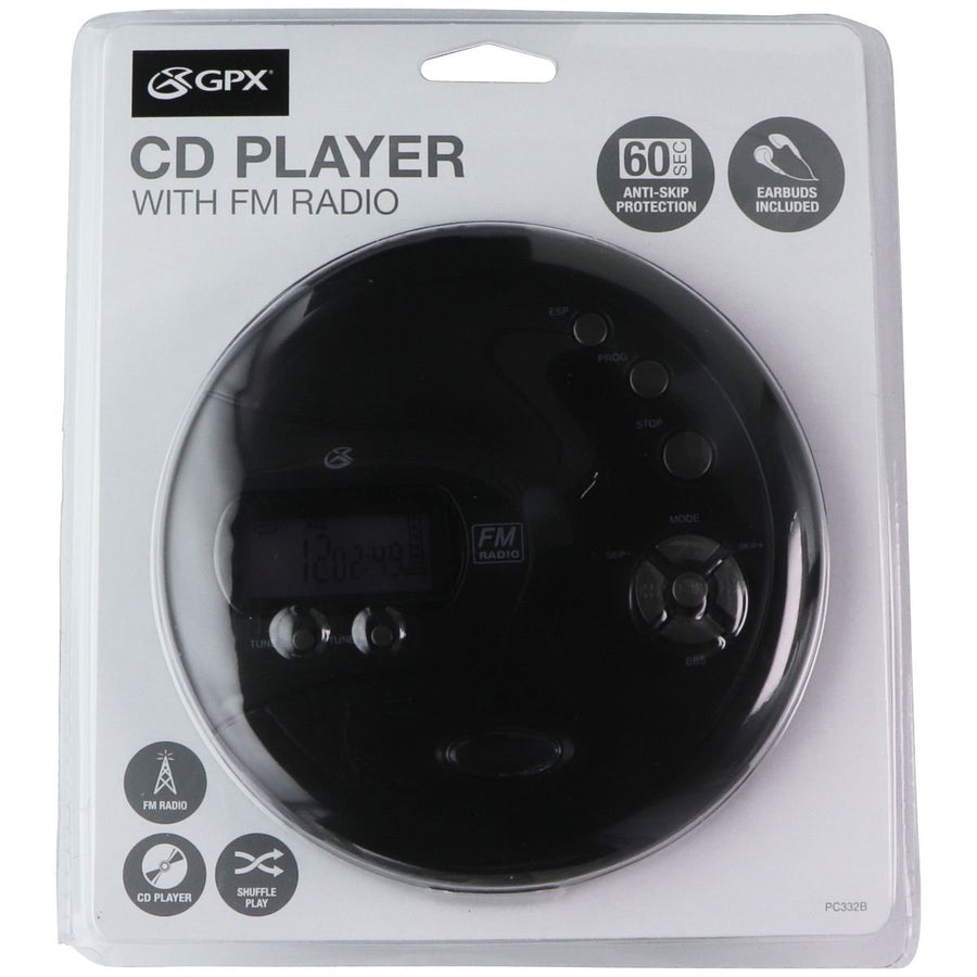 GPX Personal FM Radio CD Player with Headphones - Black (PC332B) Image 1