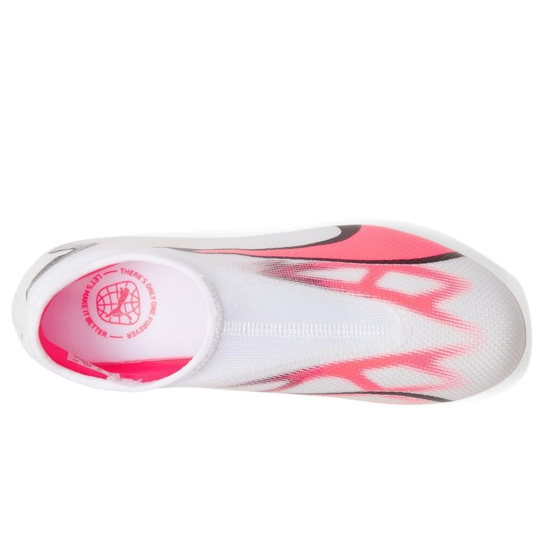 PUMA Ultra Match Laceless Firm Ground/Artificial Ground (Toddler/Little Kid/Big Kid) Puma White/Puma Black/Fire Orchid 6 Image 2