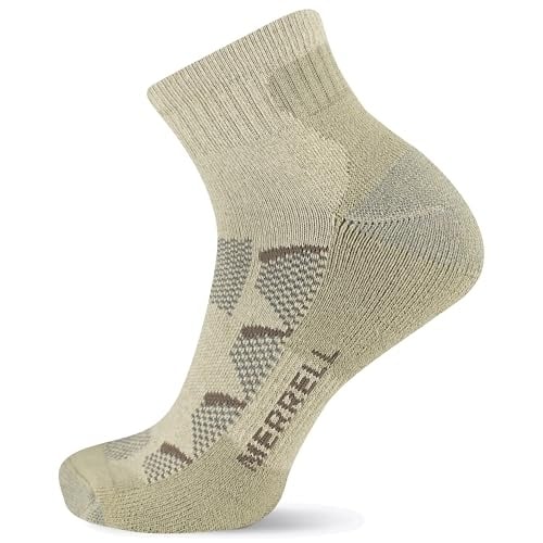 Merrell Unisex-Adults Moab Hiking Mid Cushion Socks-1 Pair Pack-Coolmax Moisture Wicking and Arch Support Ankle-Oatmeal Image 2