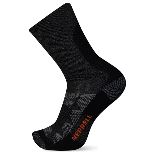 Merrell Unisex-Adults Moab Hiking Mid Cushion Socks-1 Pair Pack-Coolmax Moisture Wicking and Arch Support Crew-Charcoal Image 2