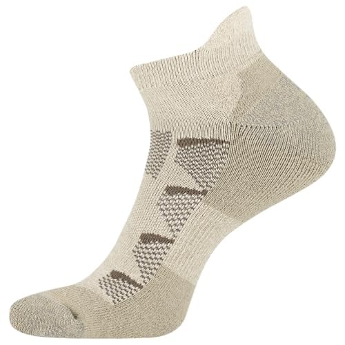 Merrell Moab Hiking Mid Cushion Socks-1 Pair Pack-Coolmax Moisture Wicking and Arch Support Low Cut Tab-Oatmeal S/M Image 2