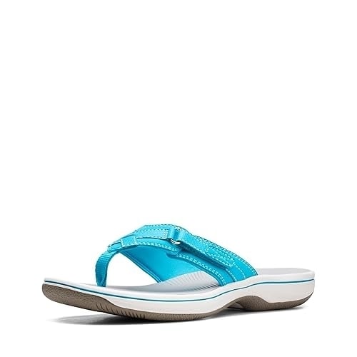 Clarks Womens Breeze Sea Flip-Flop Aqua Synthetic 12 AQUA SYNTHETIC Image 1