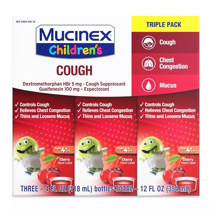 Mucinex Childrens Liquid Cold and Cough Medicine Cherry 4 Fluid Ounce (3 Pack) Image 4