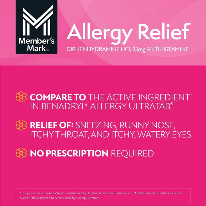 Member s Mark Allergy Relief Tablets 25 mg Diphenhydramine HCL 600 Count Image 4