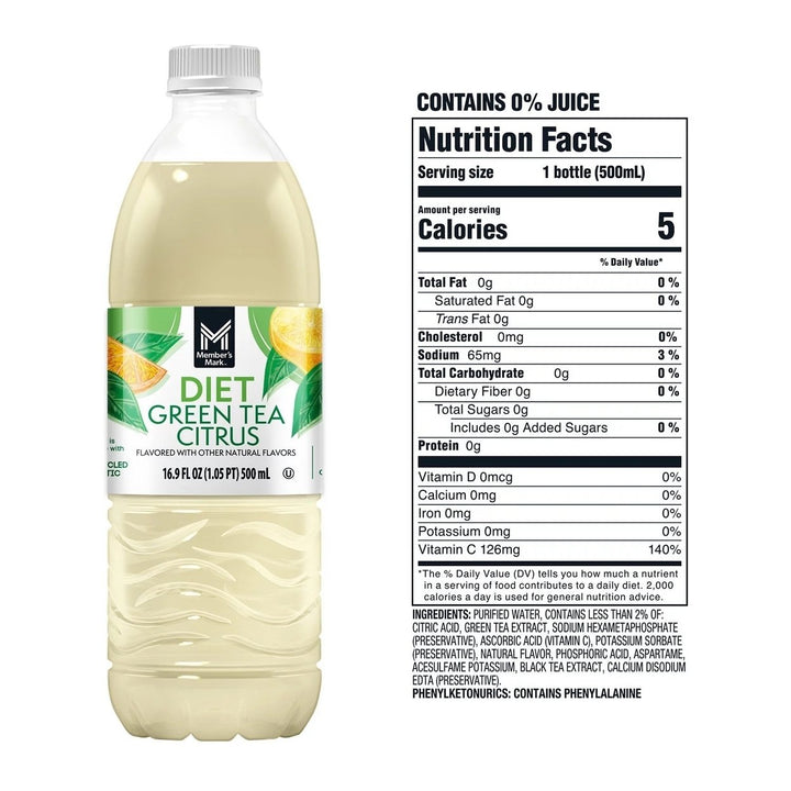 Members Mark Diet Green Tea 16.9 Fluid Ounce (Pack of 35) Image 2