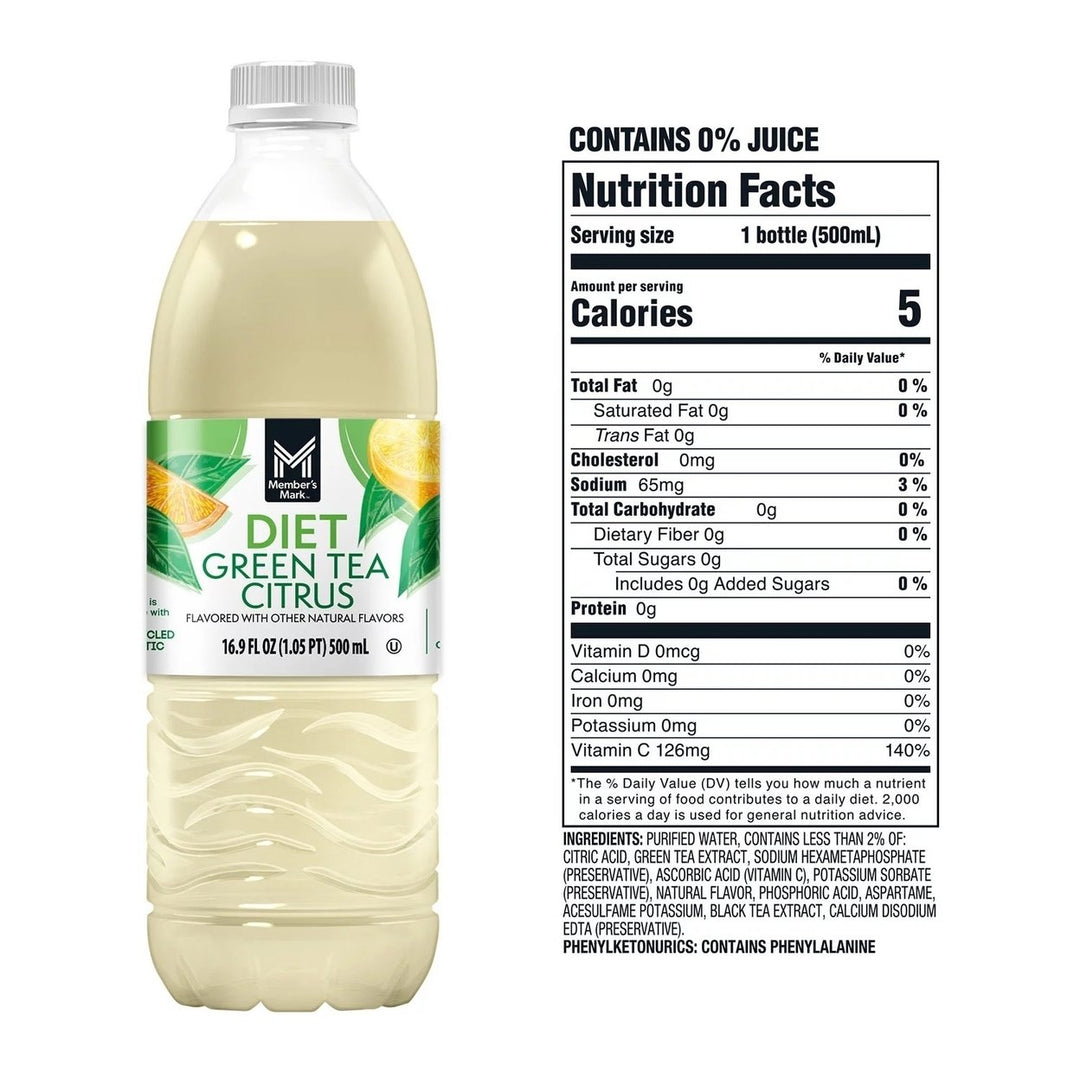 Members Mark Diet Green Tea 16.9 Fluid Ounce (Pack of 35) Image 4