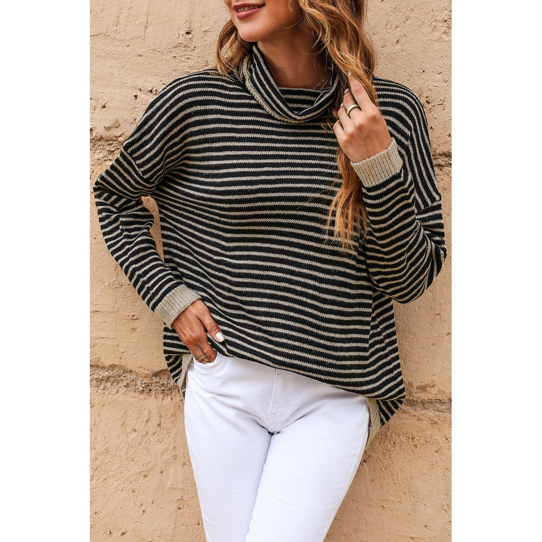 Alaia Striped Turtleneck Loose Sweater Image 4