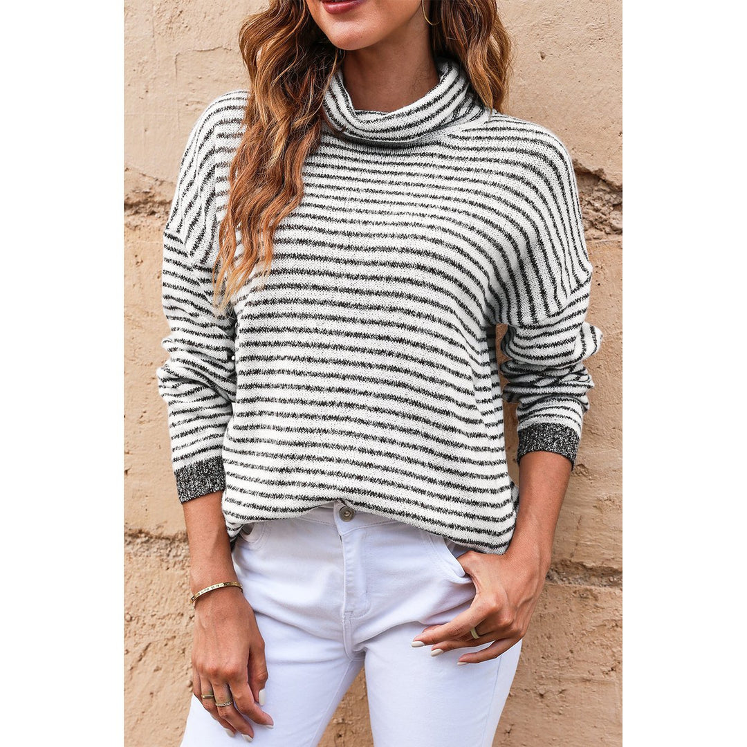 Alaia Striped Turtleneck Loose Sweater Image 1