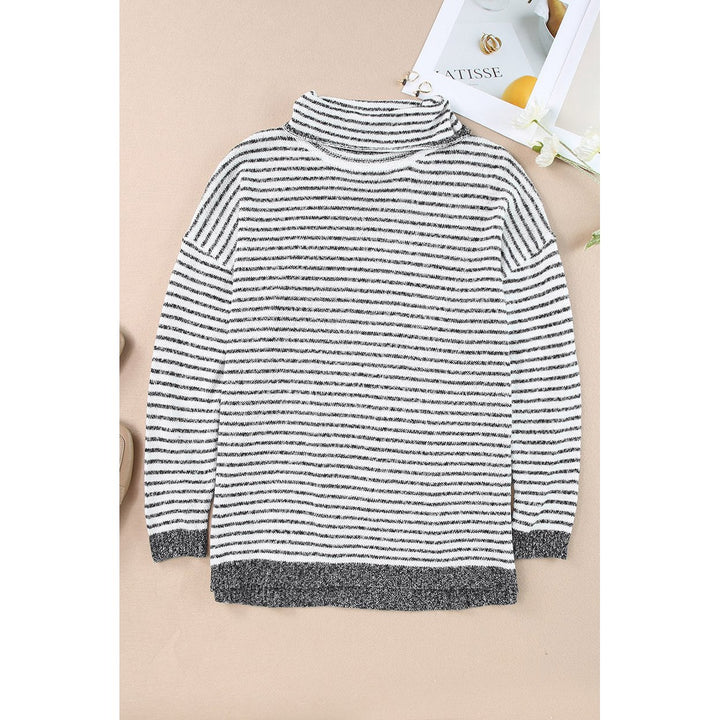 Alaia Striped Turtleneck Loose Sweater Image 8