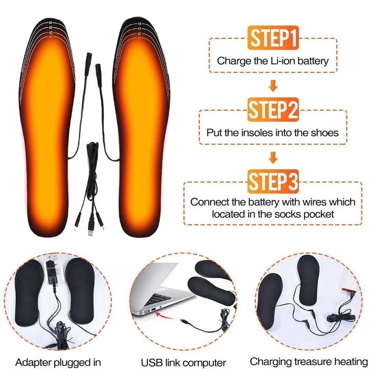 2 Pairs USB Heated Shoe Insoles Electric Foot Warmers Image 6