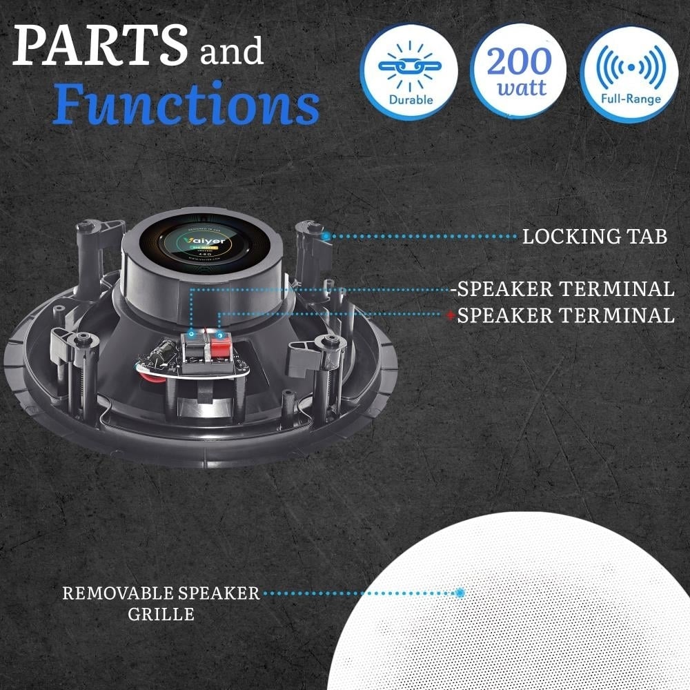 Home Theater System - 6000W 6 ch Bluetooth Amplifier w/ 10 QTY 6.5" Frameless In-Wall/In-Ceiling Speakers and 500 ft. Image 6