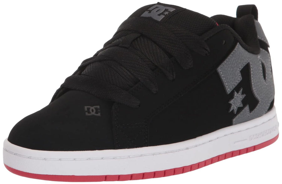 DC Shoes Mens Court Graffik Casual Low Top Skate Shoe Sneaker BLACK/GREY/RED Image 1