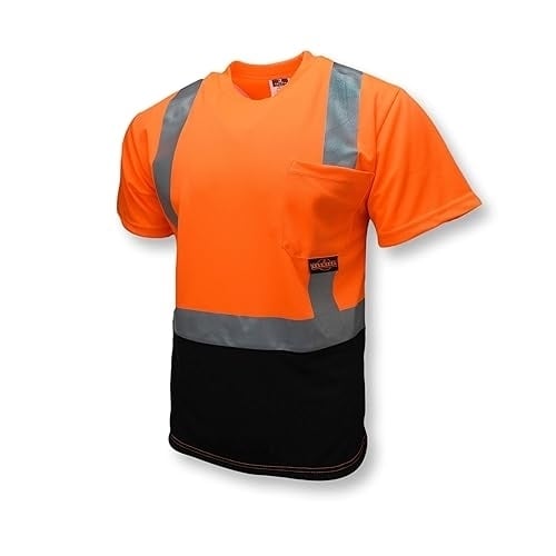 Class 2 Short Sleeve Black Bottom T-Shirt HI/VIS ORANGE Image 1