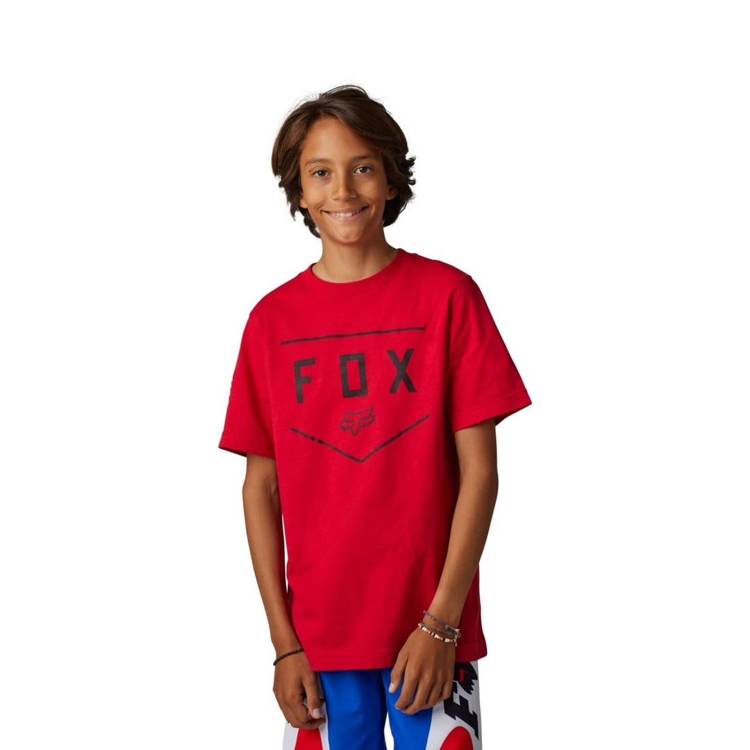 Fox Racing Boys Shield Short Sleeve TEE Flame RED Youth Medium FLAME RED Image 2