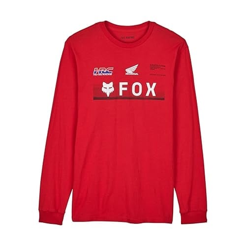 Fox Racing Mens Standard Fox X Honda Premium Long Sleeve Tee Flame RED FLAME RED Image 1