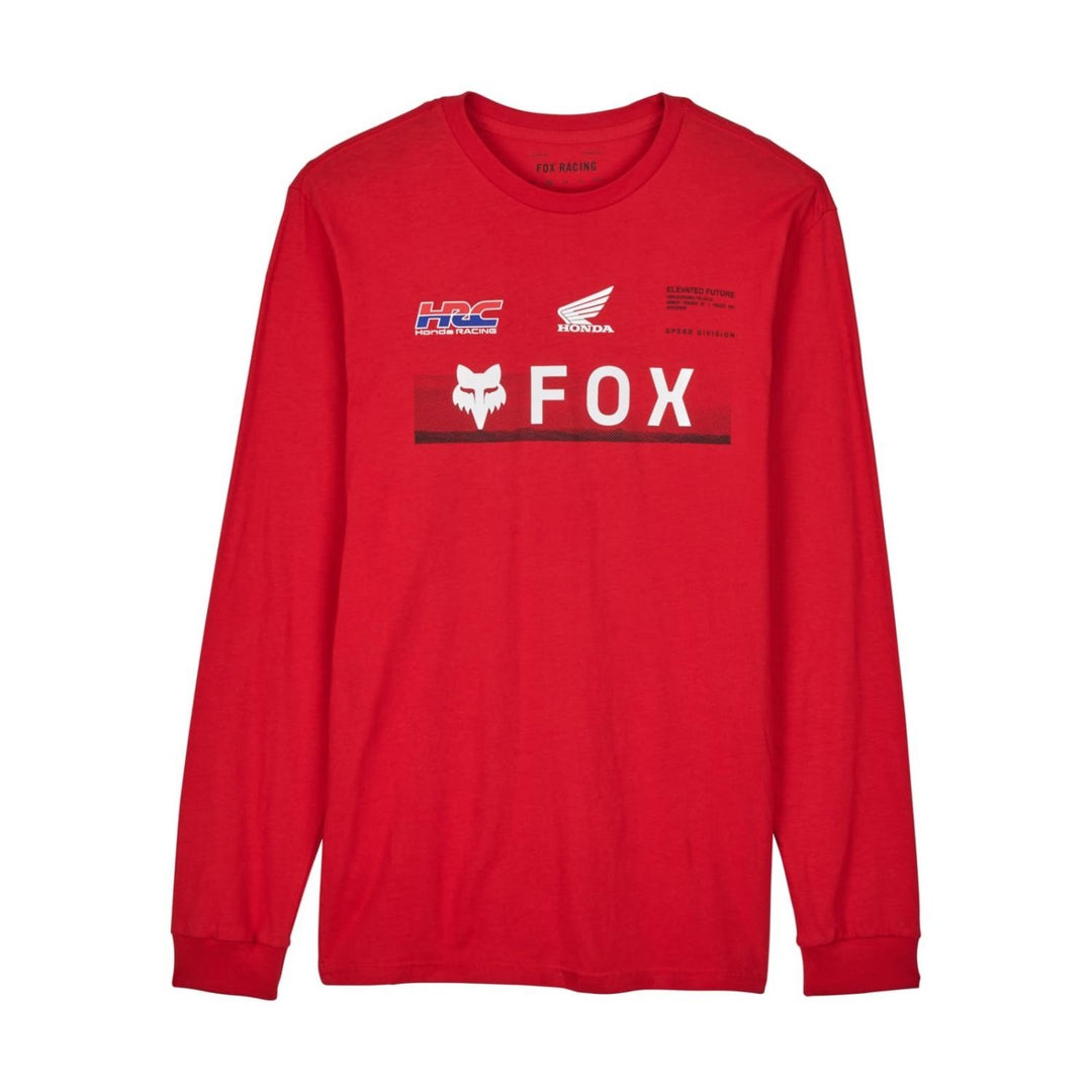 Fox Racing Mens Standard Fox X Honda Premium Long Sleeve Tee Flame RED FLAME RED Image 2