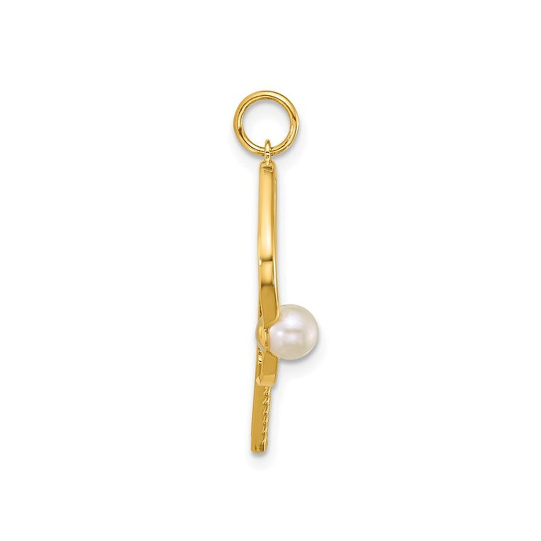 14K Yellow Gold Pickleball Paddle and Pearl Ball Charm Pendant (NO Chain) Image 3