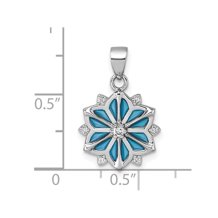 Sterling Silver Blue Enamel Snowflake Pendant Necklace with Chain Image 3