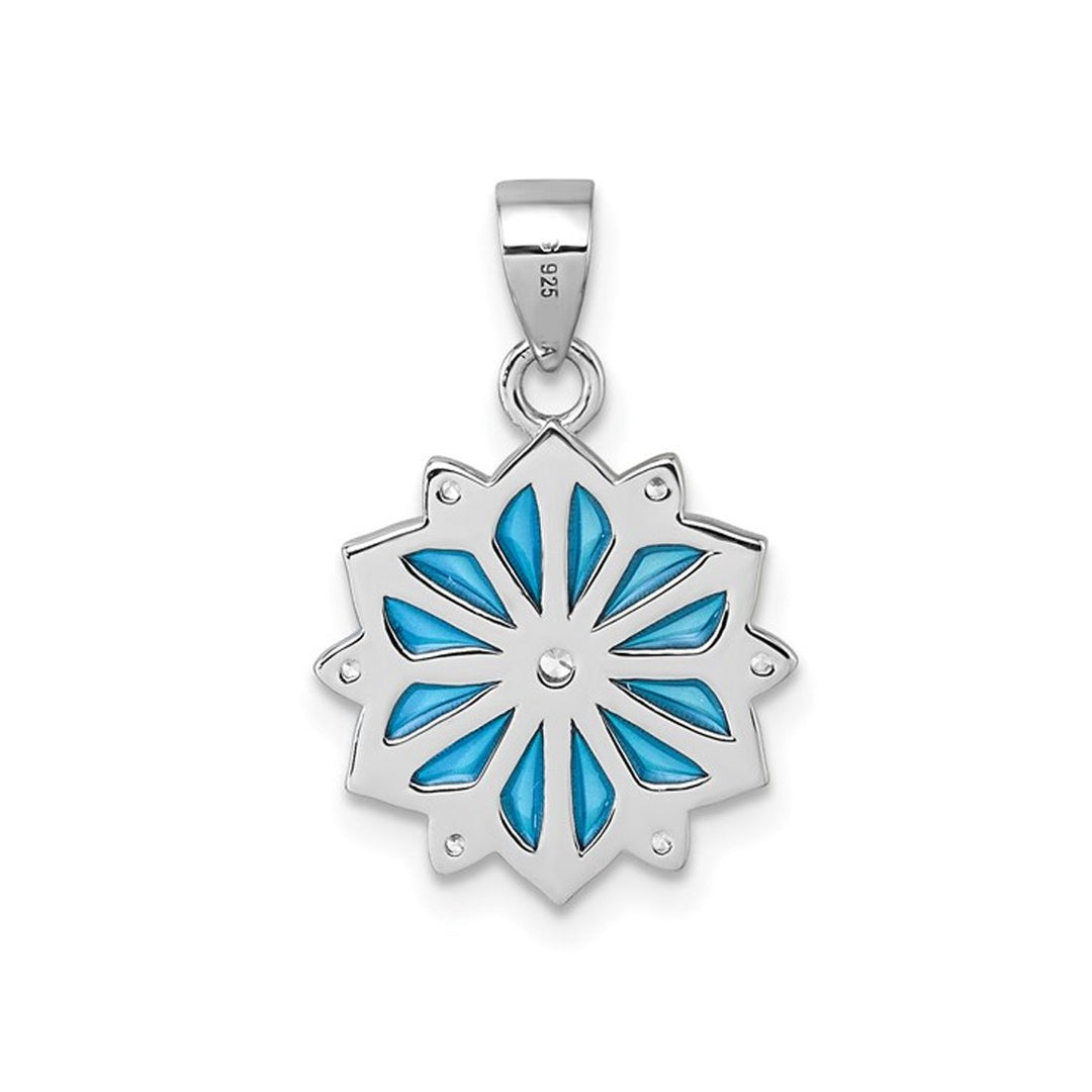 Sterling Silver Blue Enamel Snowflake Pendant Necklace with Chain Image 4