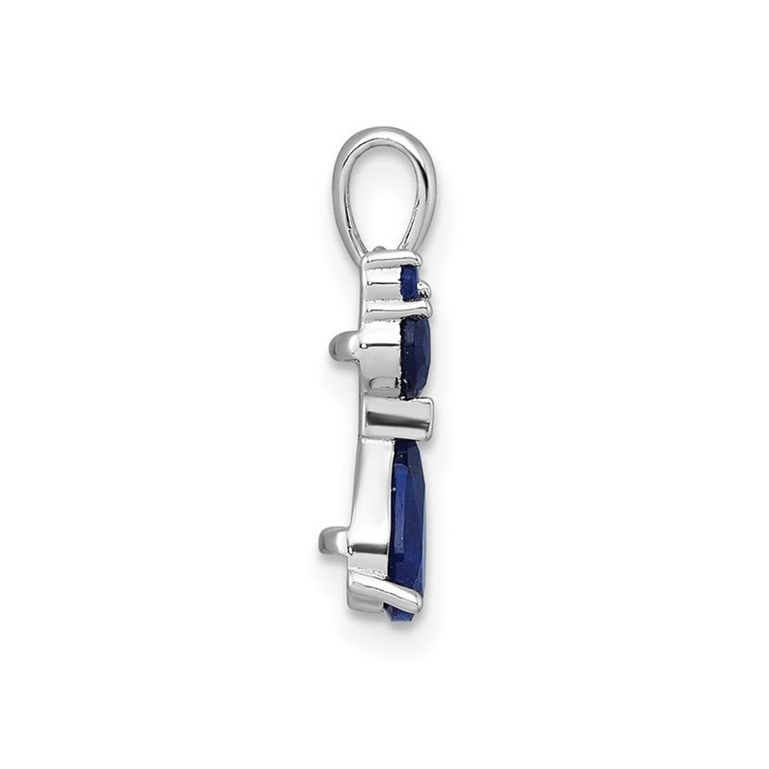 Lab-Created Sapphire Cat Charm Pendant Necklace in Sterling Silver with Chain Image 4