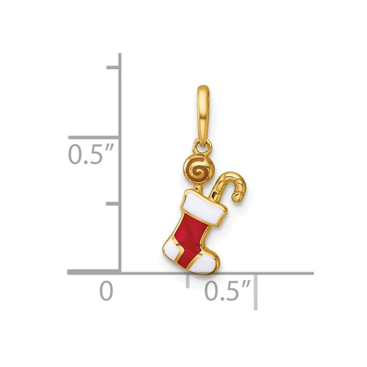 14K Yellow Gold Christmas Stocking Charm Pendant (NO CHAIN) Image 3