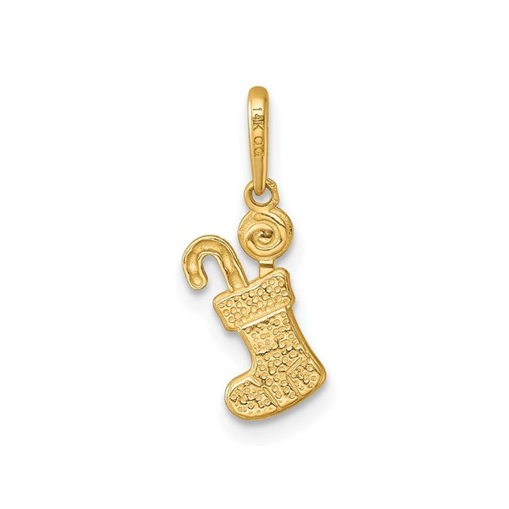 14K Yellow Gold Christmas Stocking Charm Pendant (NO CHAIN) Image 4