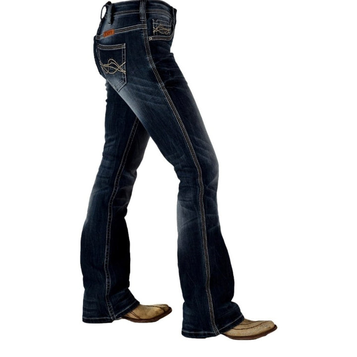 Cowgirl Tuff Western Jeans Womens Dark Faded DFMI Med Wash JFADFM Image 4