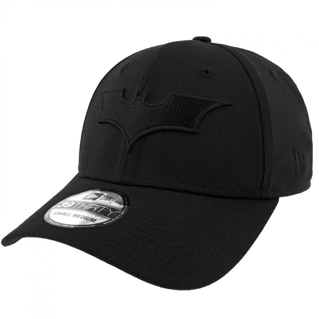 Batman Christian Bale Logo Black on Black Era 39Thirty Fitted Hat Image 1