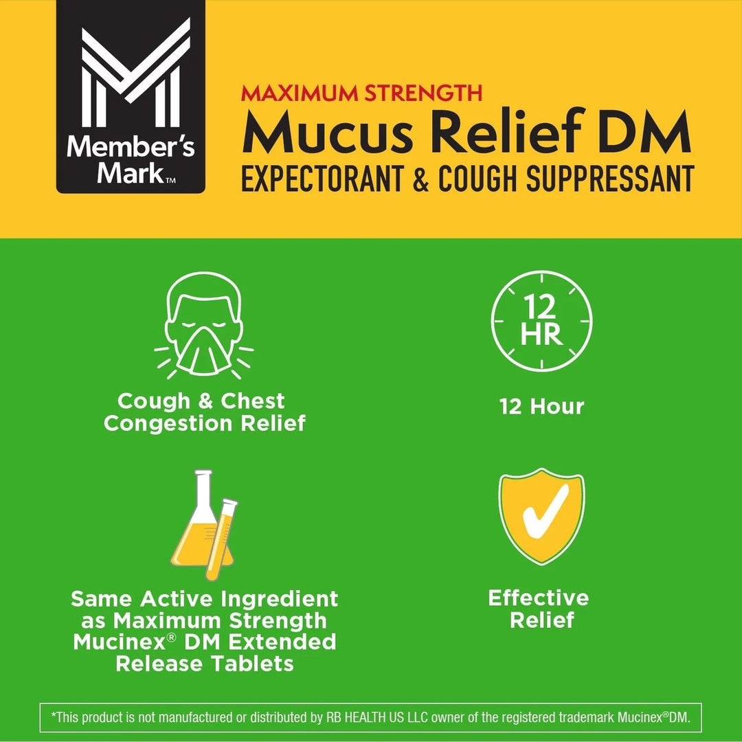 Members Mark Maximum Strength Mucus Relief DM Extended Release Tablets 56 Ct Image 4