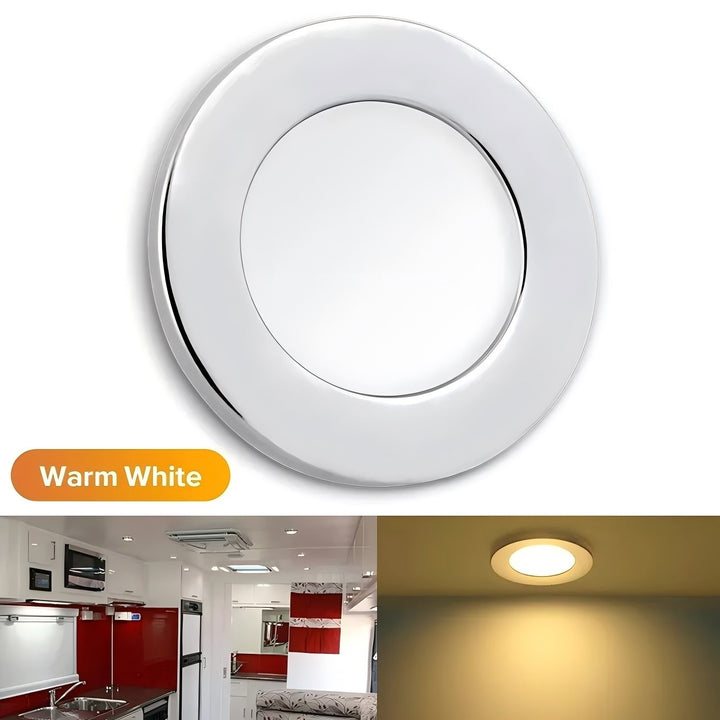 12V 2.75" RV Interior LED Recessed Ceiling Down Light Chrome Shell Warm White Image 1