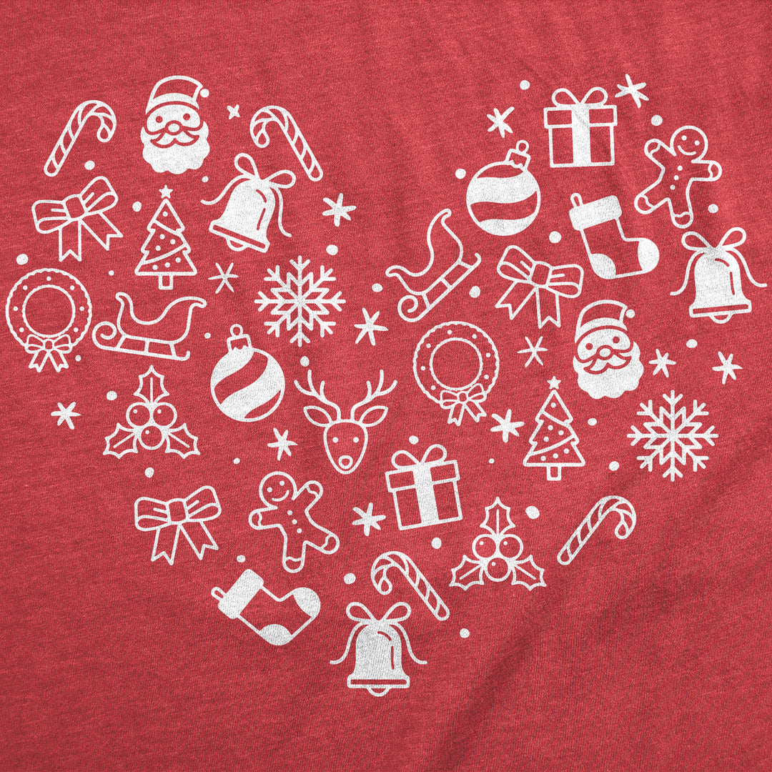 Womens Funny T Shirts Christmas Heart Cute Holiday Graphic Novelty Tee For Ladies Image 2