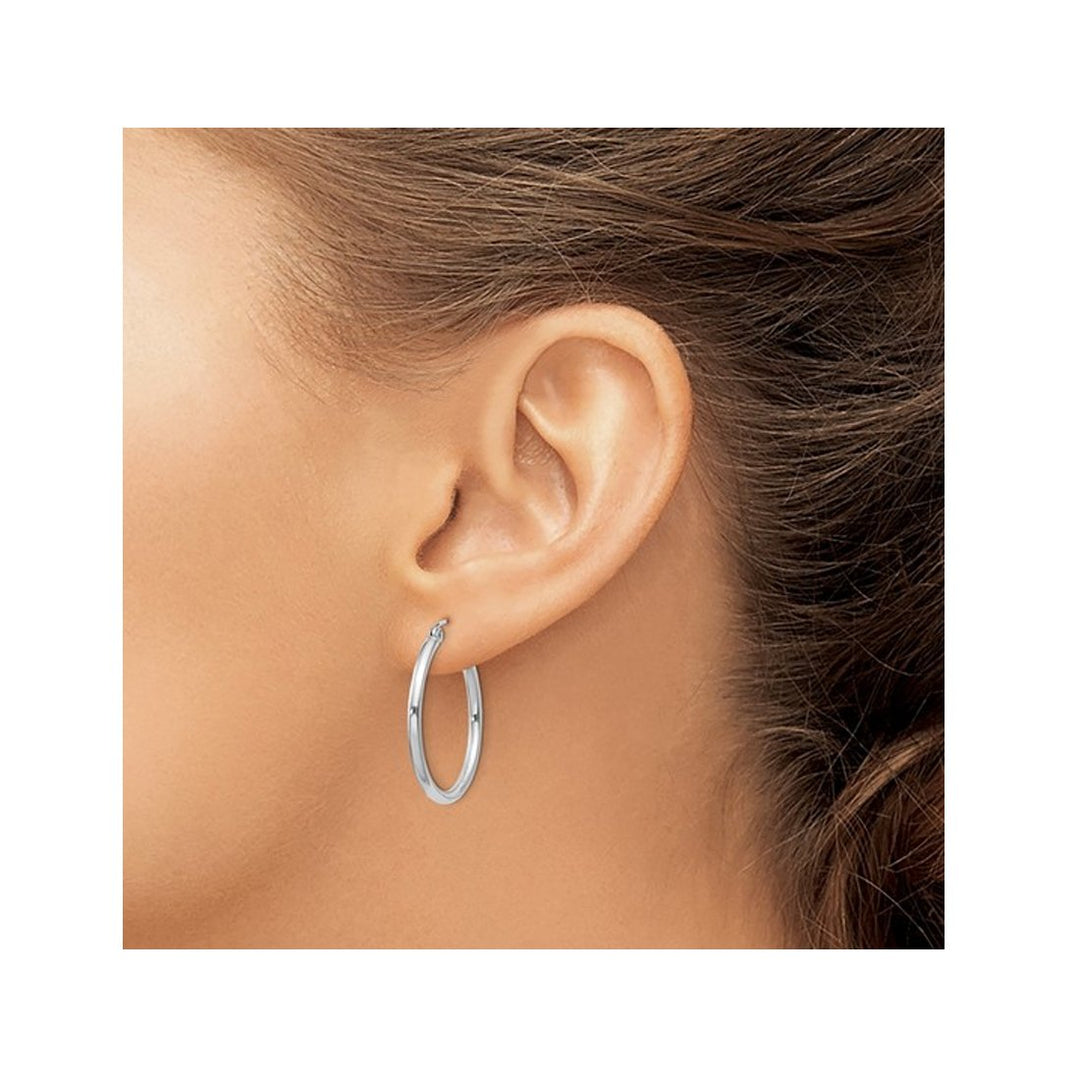 Classic Hoop Earrings in Sterling Silver 1 Inch (2.0mm) Image 4