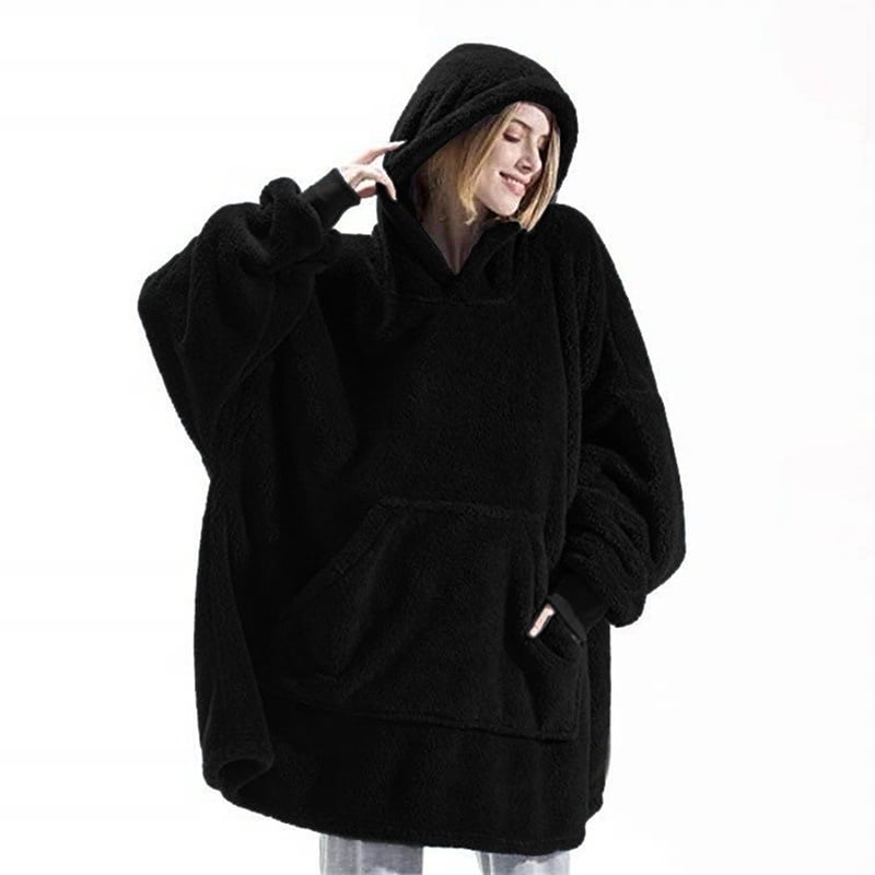 Hoodies Winter Warm Comfort Flannel Blanket with Sleeves Oversized Women Men Pullovers Thicken Fleece Giant TV Blanket Image 4