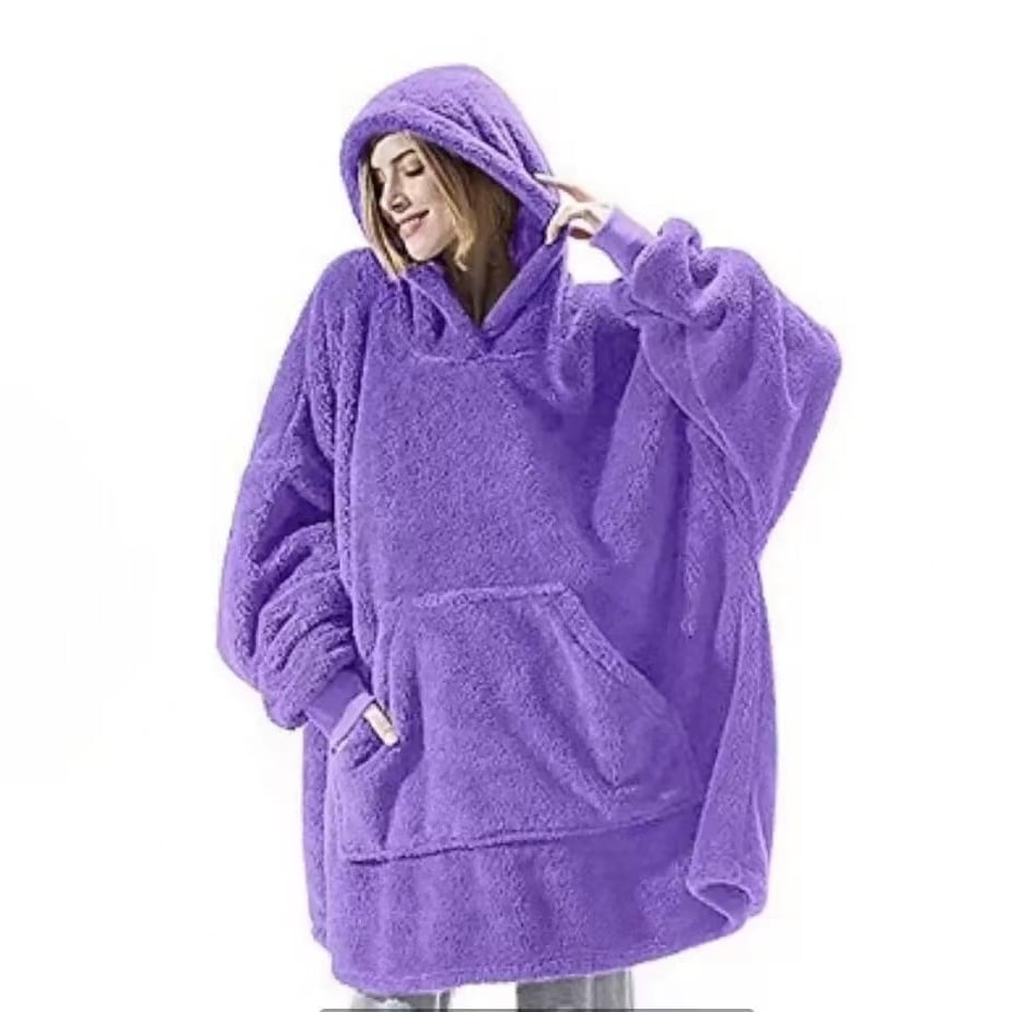 Hoodies Winter Warm Comfort Flannel Blanket with Sleeves Oversized Women Men Pullovers Thicken Fleece Giant TV Blanket Image 6