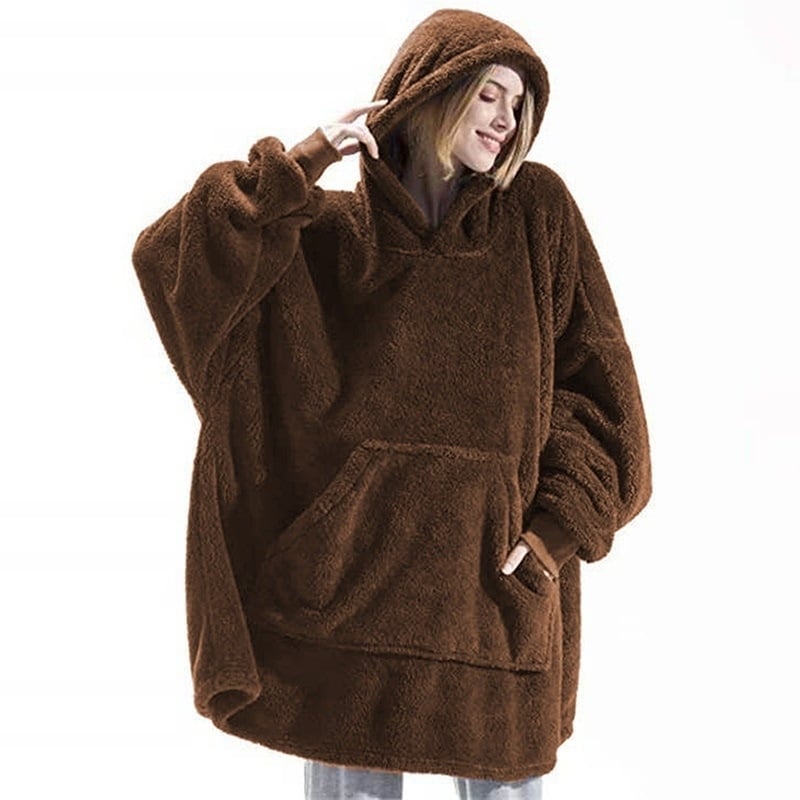 Hoodies Winter Warm Comfort Flannel Blanket with Sleeves Oversized Women Men Pullovers Thicken Fleece Giant TV Blanket Image 7