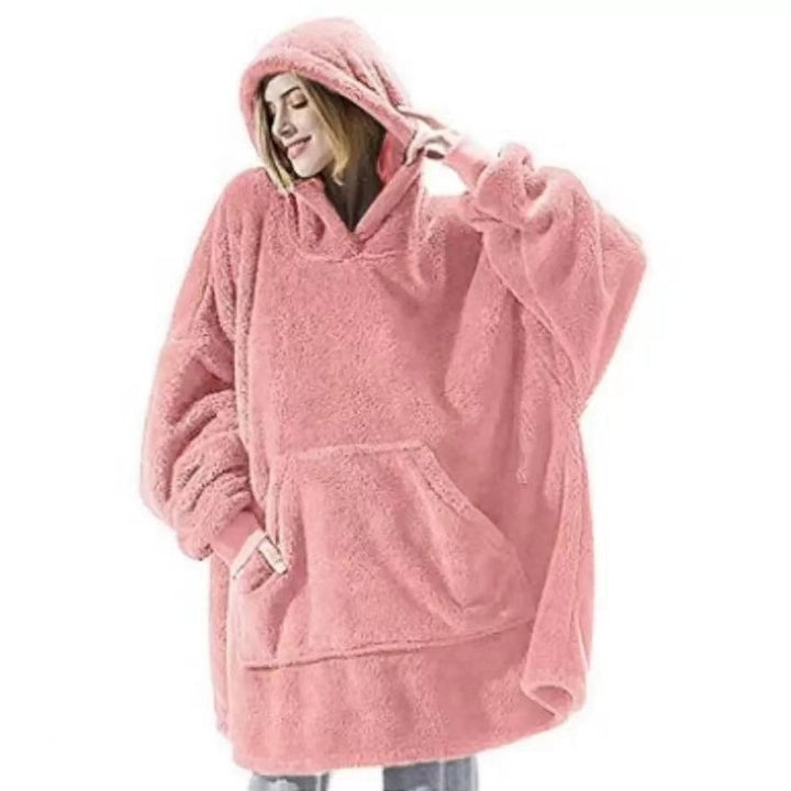 Hoodies Winter Warm Comfort Flannel Blanket with Sleeves Oversized Women Men Pullovers Thicken Fleece Giant TV Blanket Image 8