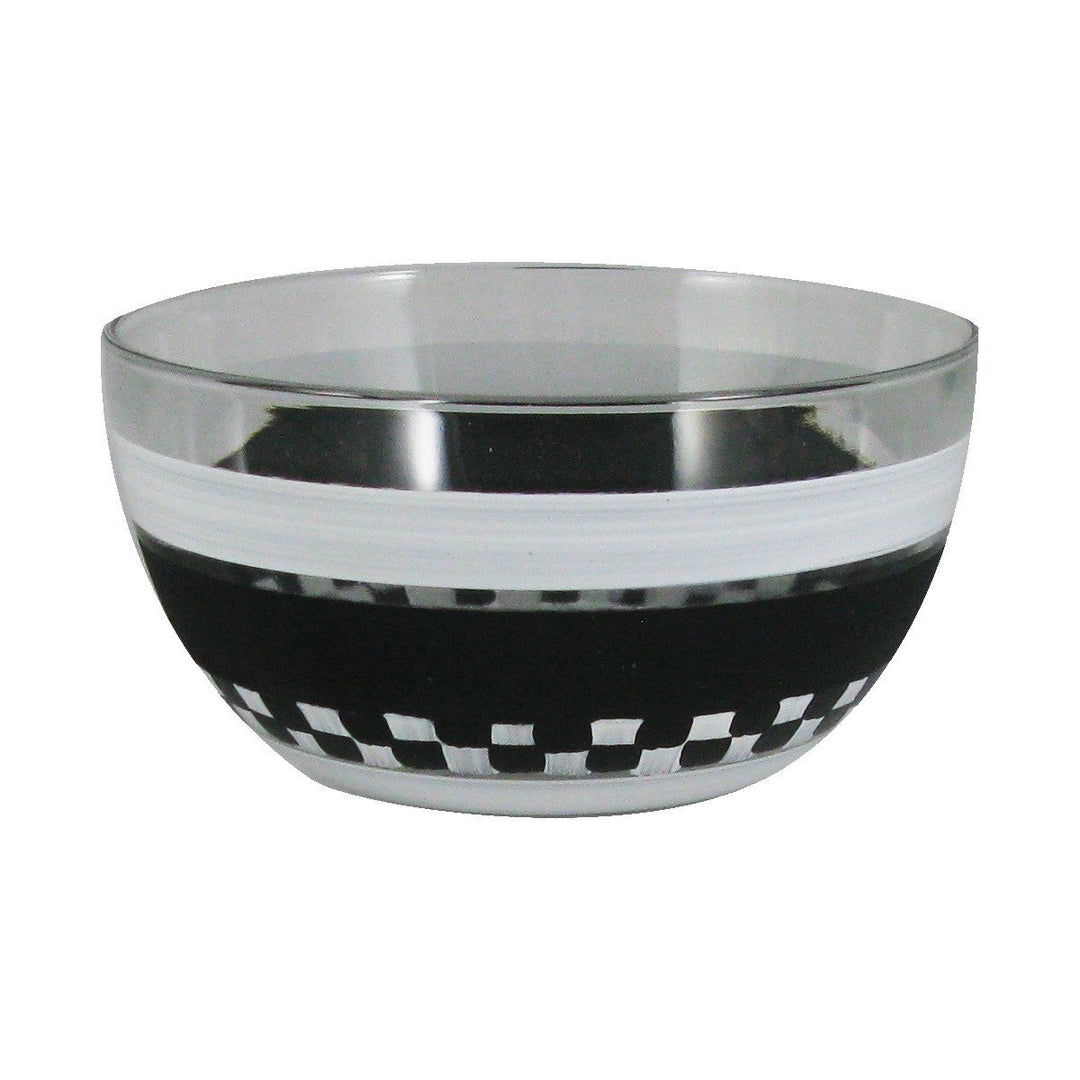 Black and White Checkered Chalk 6" Bowl Image 1