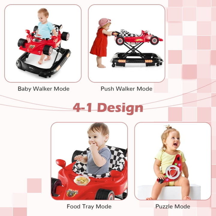 Hommoo Convertible Baby Walker with 3 Adjustable Height Settings-Red Walkers for Babies for Boys Girls Babies Image 3