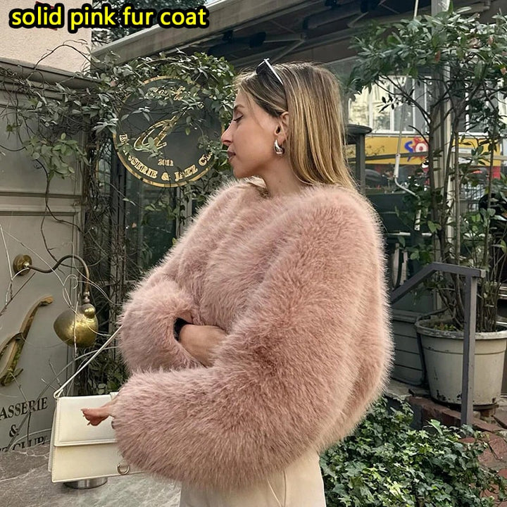 Faux faux Coat Women Winter 2024 Hot Cool Girls Fluffy Short faux Jacket Image 4