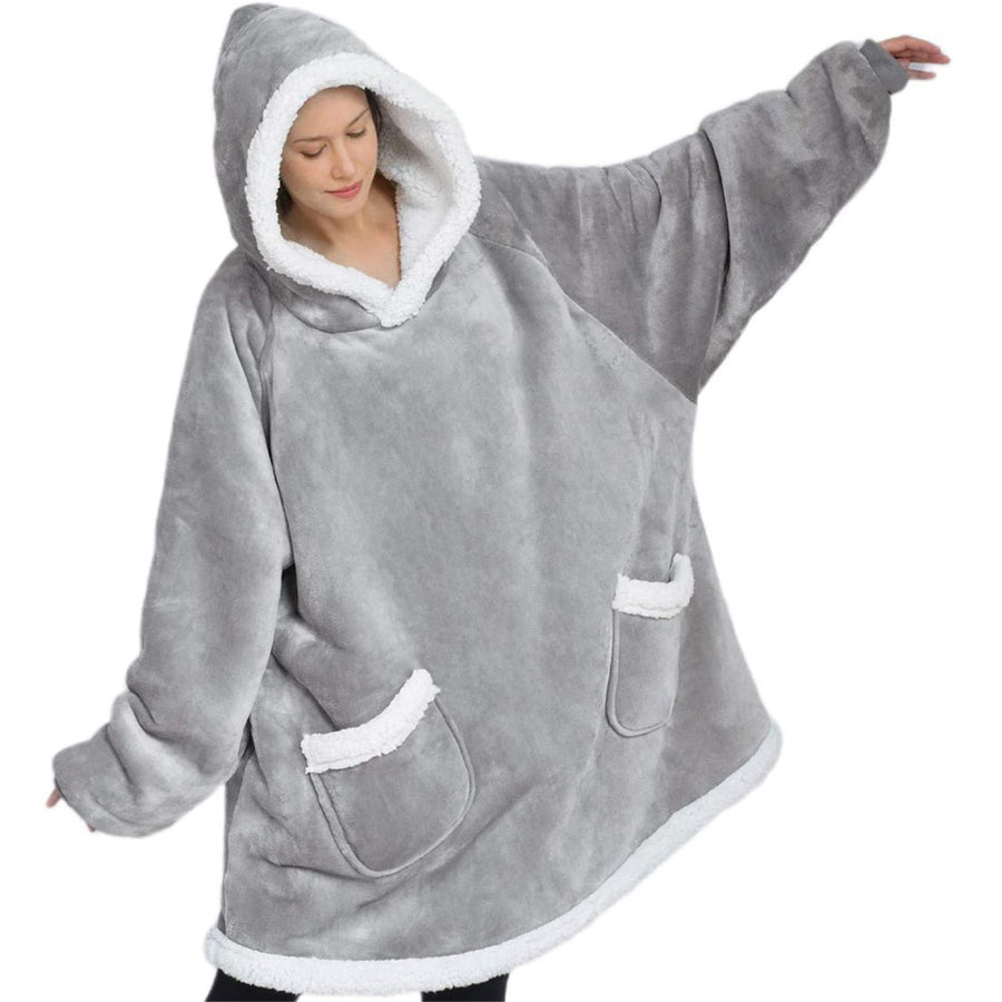 Comemore Oversized Hoodie Blanket with Sleeves Sweatshirt Plaid Winter Fleece Hoody Pajamas for Women Female Autumn Home Image 1