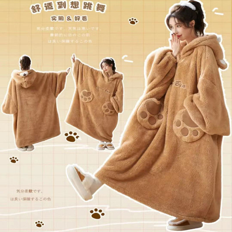 WOSTAR Winter soft Sherpa blanket with sleeves Pocket Hooded wearable Blankets Ultra Plush Outdoor Warm Flannel hoodie Image 4