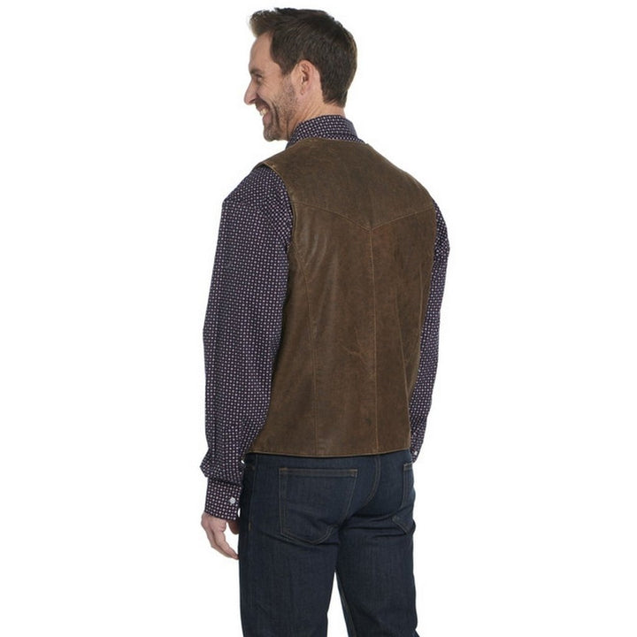 Cripple Creek Western Vest Mens Leather Logo Snap Mahogany ML3374 Image 2