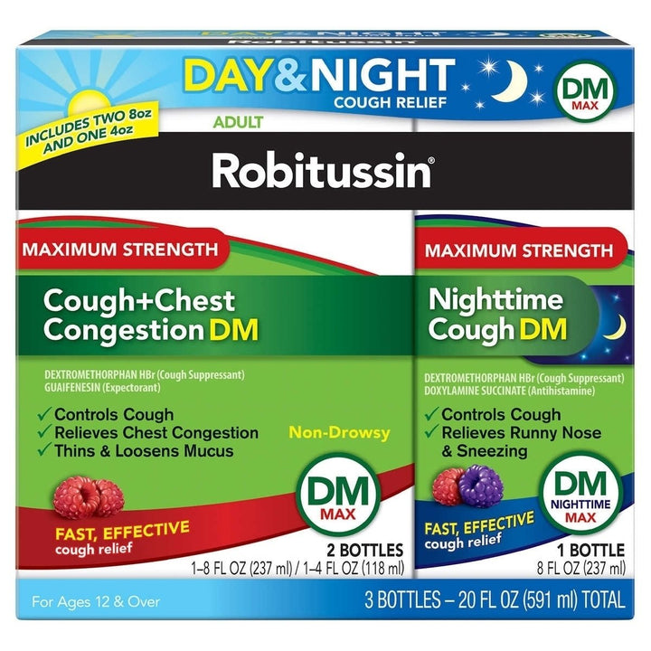 Robitussin DM Maximum Strength Day and Night Cough Relief 20 Ounces Image 3