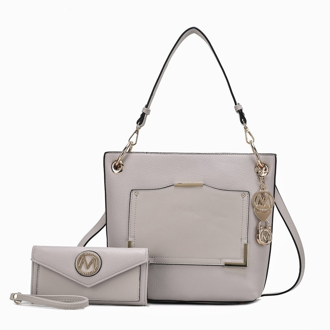 MKFCollection Grace Shoulder Bag and Set - Vegan Leather Designer Handbag Image 7